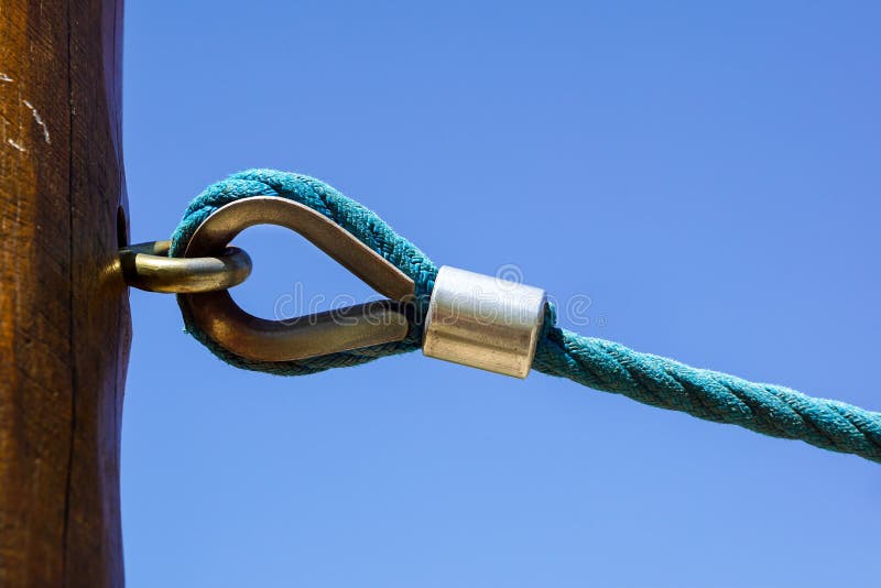 Rusty Shackle Connect the Sling and Rope Tied Knot Stock Photo Image