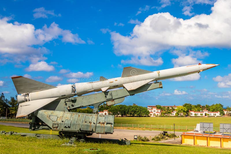 Rusty Soviet missile from 1962 Carribean crisis spointed to the blue sky, Havana, Cuba