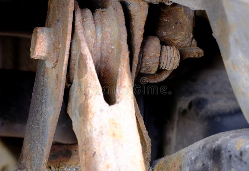 Rusty Suspension on an Old Car Preparing To Replace Stock Photo Image