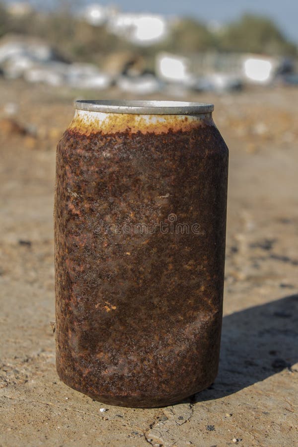 Rusty Beer Can Lying in the Field Stock Image - Image of closeup