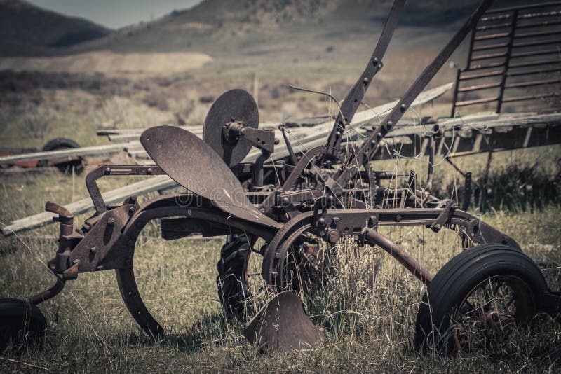 Rusty Vintage Horse Drawn Plow foto de archivo Rusty Vintage Horse Drawn Plow foto de archivo