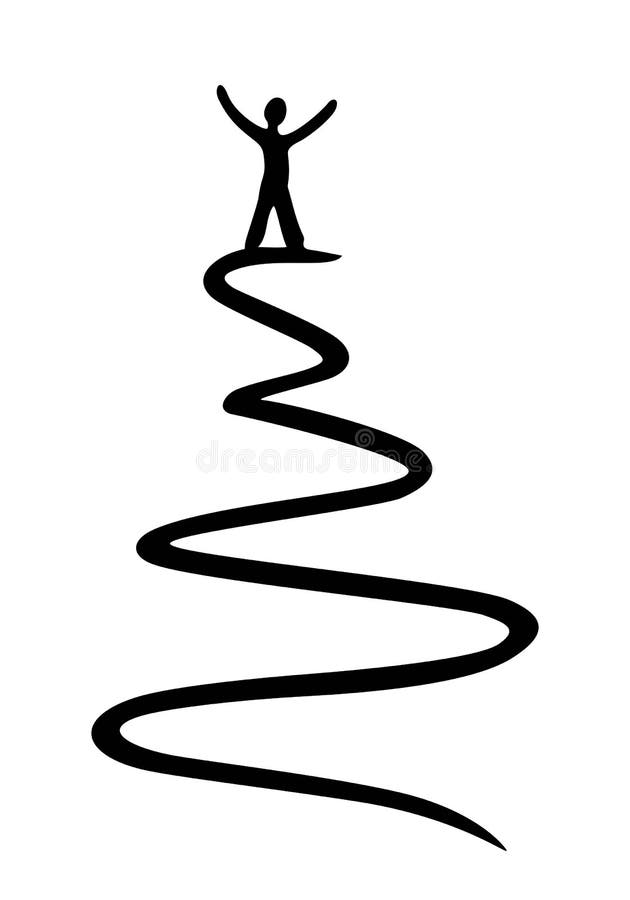Ruta al ejemplo del vector del éxito Silueta del hombre de negocios con las manos aumentadas en el top libre illustration Ruta al ejemplo del vector del éxito Silueta del hombre de negocios con las manos aumentadas en el top libre illustration