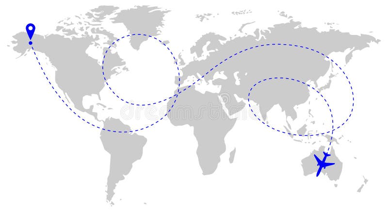 Ruta de los aviones sobre el mundo libre illustration Ruta de los aviones sobre el mundo libre illustration
