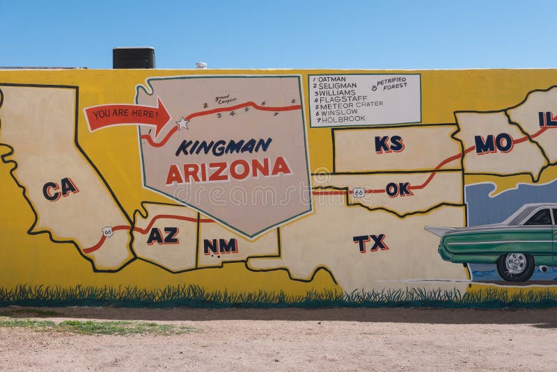 Wall mural on historic Route 66 through Kingman, Arizona. Wall mural on historic Route 66 through Kingman, Arizona
