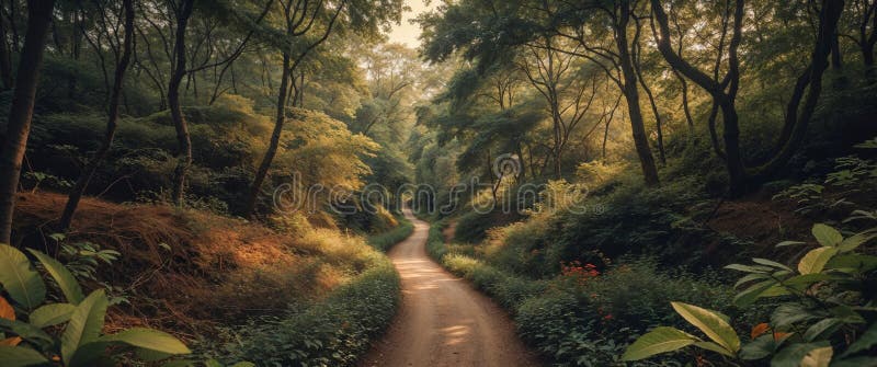Ruta serena a través de la vista panorámica de los bosques. foto de archivo libre de regalías