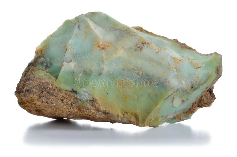 Ruw groen opalen (chryzopal) adersmineraal.