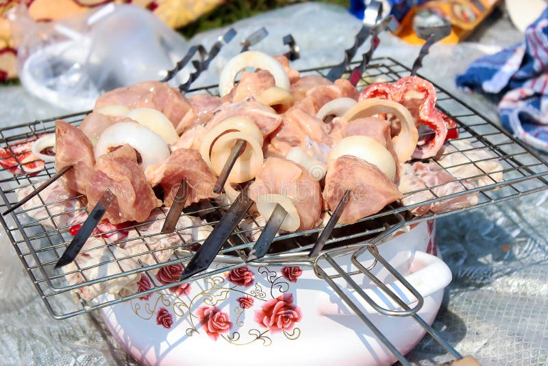 Ruw kippenvlees in yoghurtmarinade met uien en groenten royalty-vrije stock fotografie Ruw kippenvlees in yoghurtmarinade met uien en groenten royalty-vrije stock fotografie
