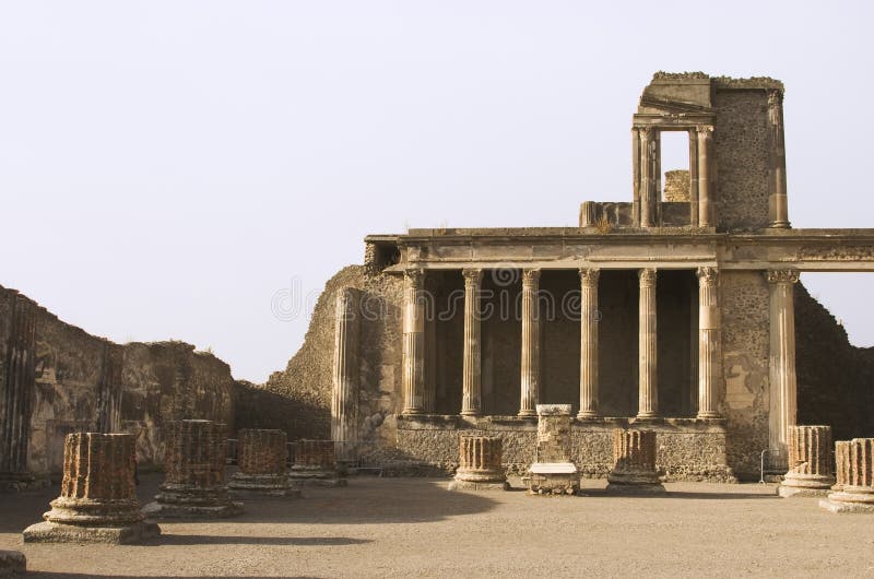 Ruins of the basilica in the city of Pompeii, covered by the eruption of Mt. Vesuvius in 79 AD. Ruins of the basilica in the city of Pompeii, covered by the eruption of Mt. Vesuvius in 79 AD.