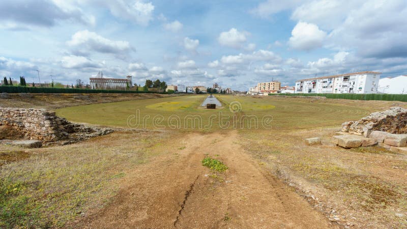 Ruïnes van het uitstekende Roman circus in Merida stock foto Ruïnes van het uitstekende Roman circus in Merida stock foto