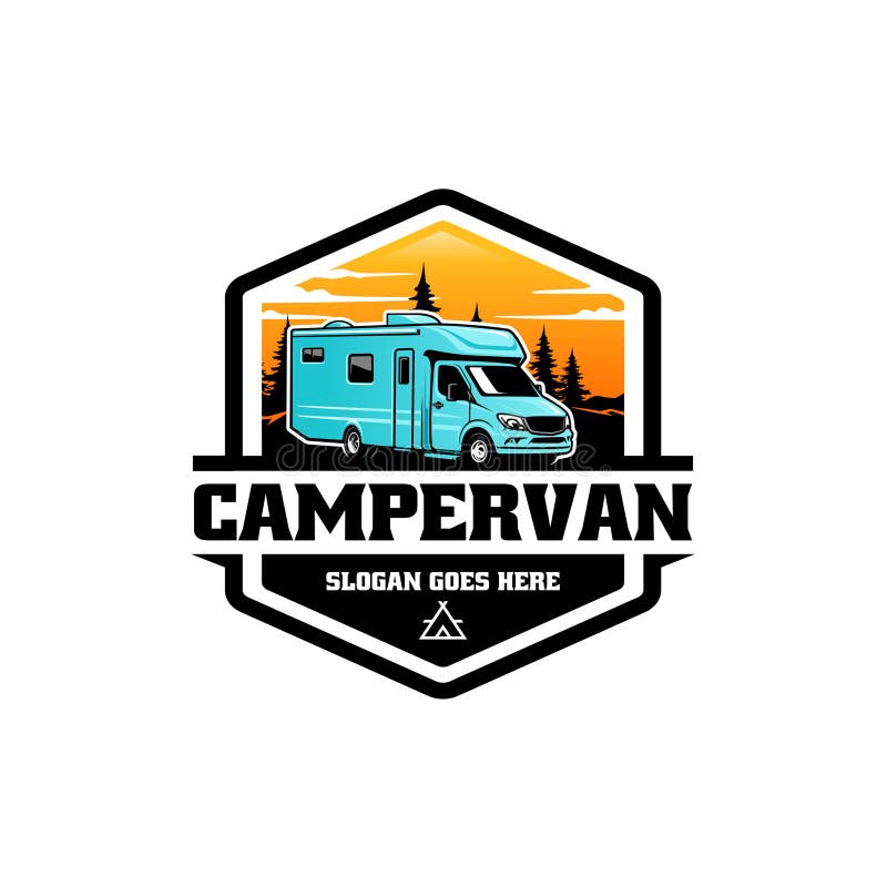 RV - Camper Van - Caravan - Motor Home Illustration Logo Vector Stock ...