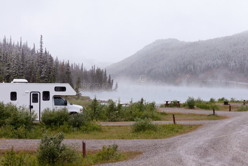 RV Summit Lake Stone Mountain Provincial Park BC Stock Image - Image of ...