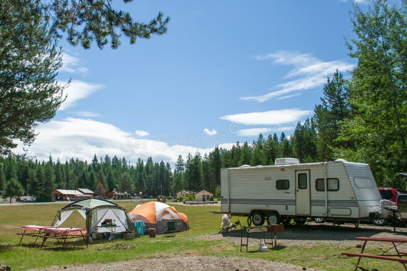 RV and Tent Campsite royalty free stock image RV and Tent Campsite royalty free stock image