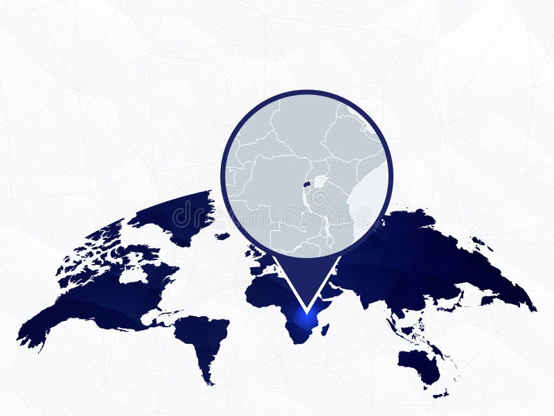 Rwanda gedetailleerde kaart die op blauwe rond gemaakte Wereldkaart wordt benadrukt royalty-vrije illustratie Rwanda gedetailleerde kaart die op blauwe rond gemaakte Wereldkaart wordt benadrukt royalty-vrije illustratie