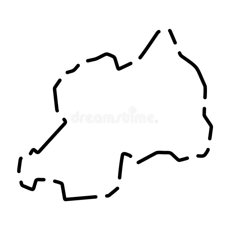 Rwanda simplified broken outline vector map royalty free illustration