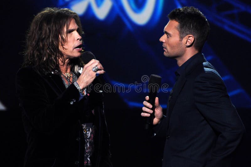 Steven Tyler and Ryan Seacrest at the American Idol Season 10 Judges Announcement, Forum, Inglewood, CA. 09-22-10. Steven Tyler and Ryan Seacrest at the American Idol Season 10 Judges Announcement, Forum, Inglewood, CA. 09-22-10