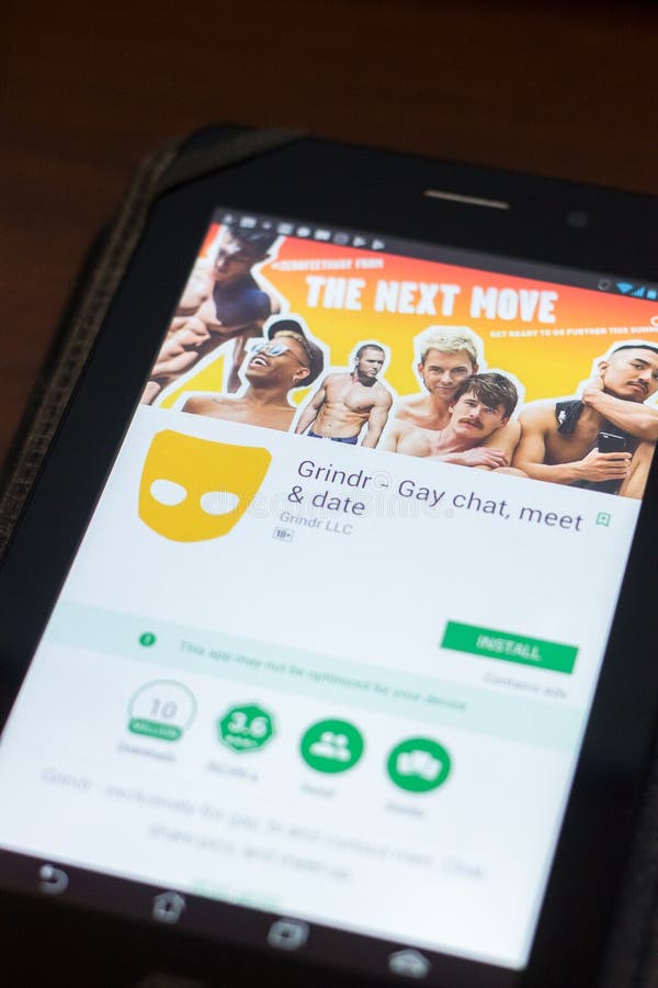 Ryazan, Russia - April 19, 2018 - Grindr Gay Chat Mobile App on the Display  of Tablet PC. Editorial Photography - Image of illustrative, date: 115108262