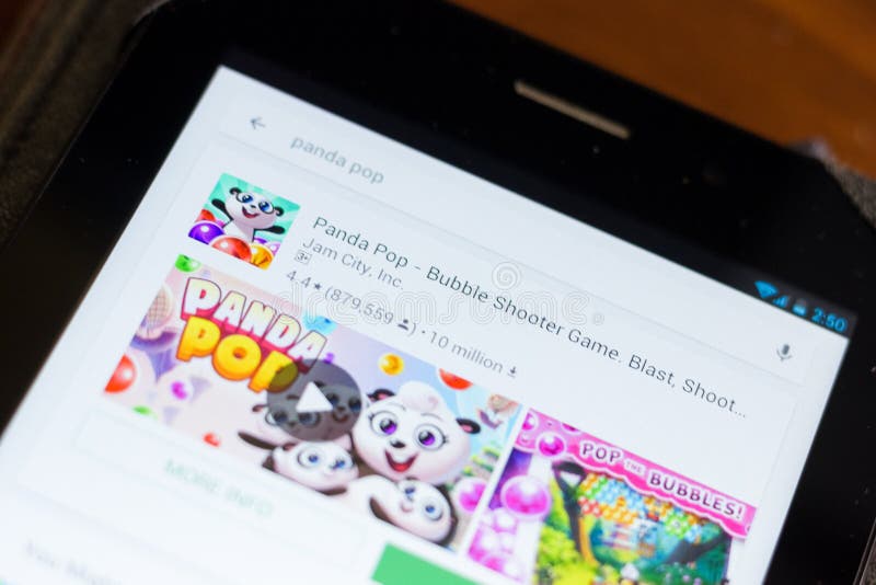 Ryazan, Russia - June 24, 2018: Panda Pop - Bubble Shooter Game icon on the list of mobile apps.