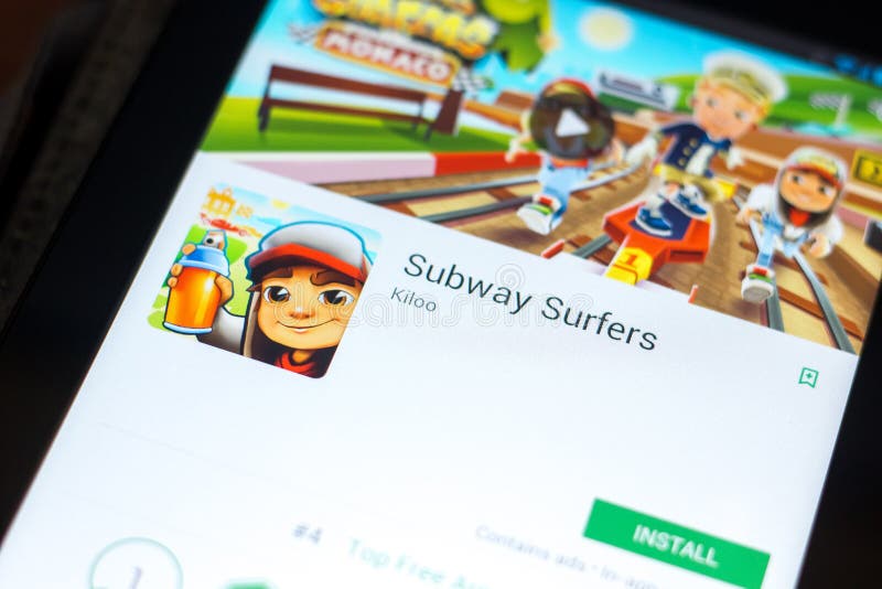 MONTREAL, CANADA - APRIL 5, 2016 : Subway Surfers game on android device. Subway  Surfers is a Temple Run-style game where you have to escape from a r Stock  Photo - Alamy