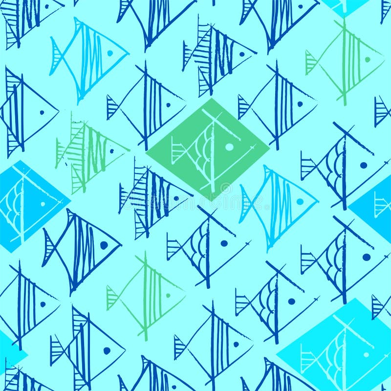 Rybi rysunek ręką w postaci rhombuses ilustracji