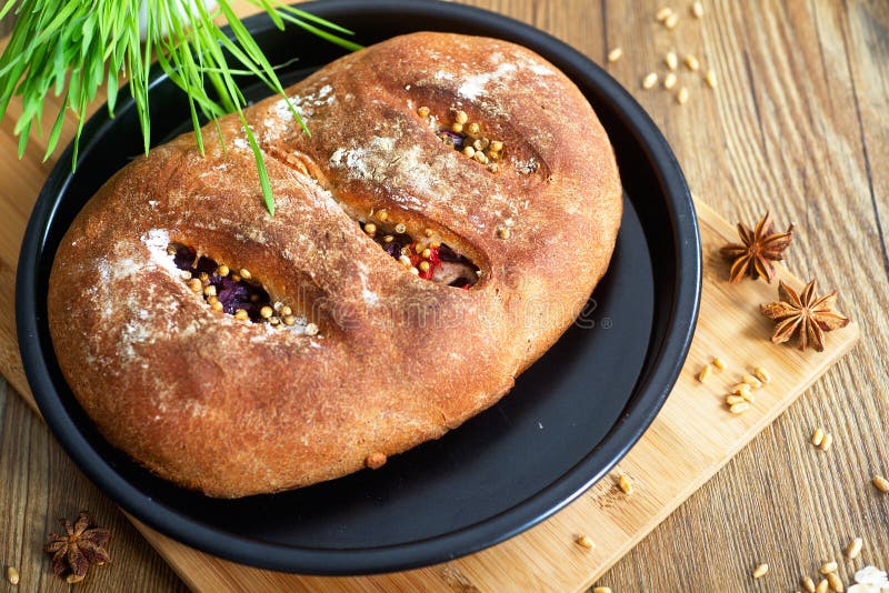 Rye Bread Baked with Onions Stock Photo Image of buckwheat, bake