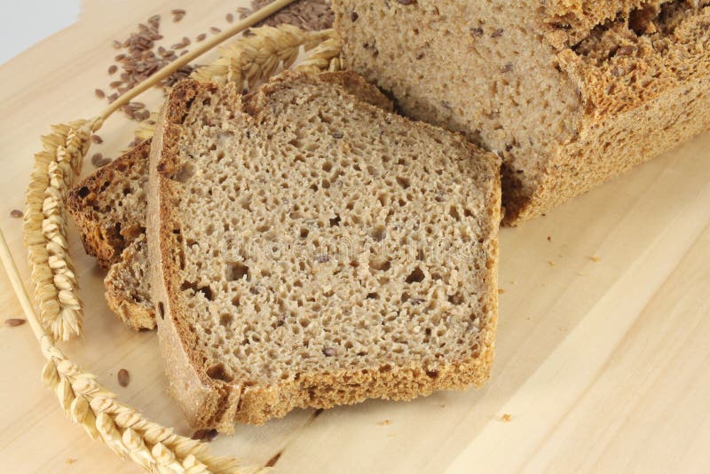 Rye bread with flax seeds stock photo. Image of slice 36613516