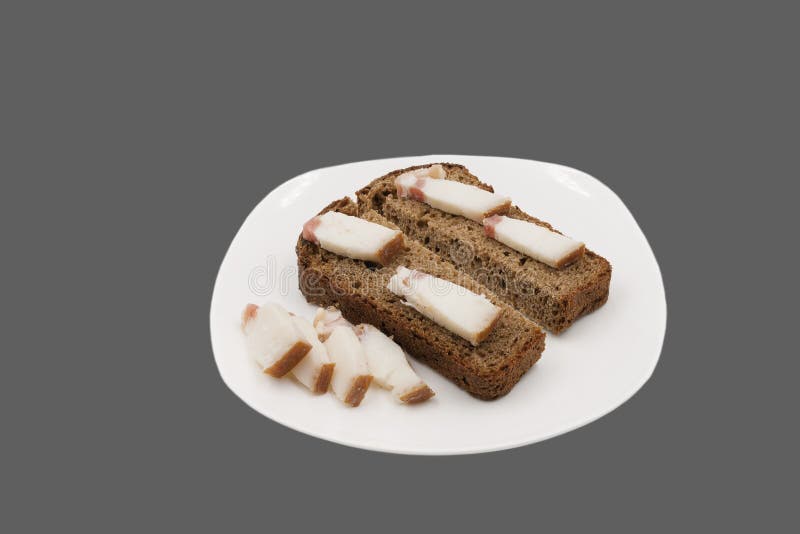 Rye Bread and Slices of Fat. Stock Photo Image of lard, portion