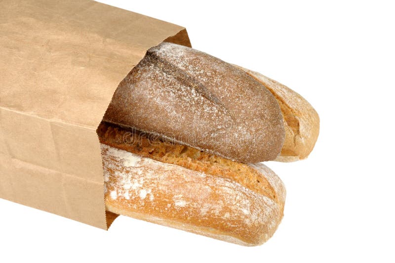 Rye Bread and Wheat Bread in Paper Bag Stock Photo Image of white
