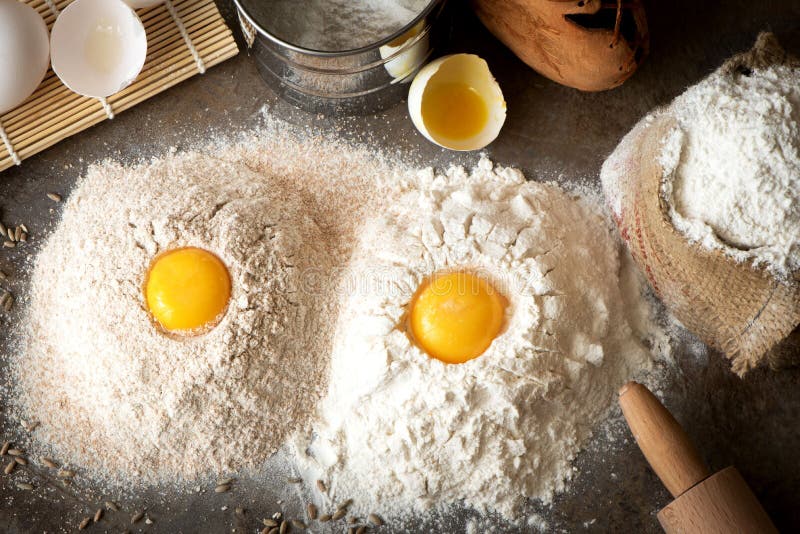 Rye Flour and Wheat Flour before Preparing the Dough. Ingredient Stock
