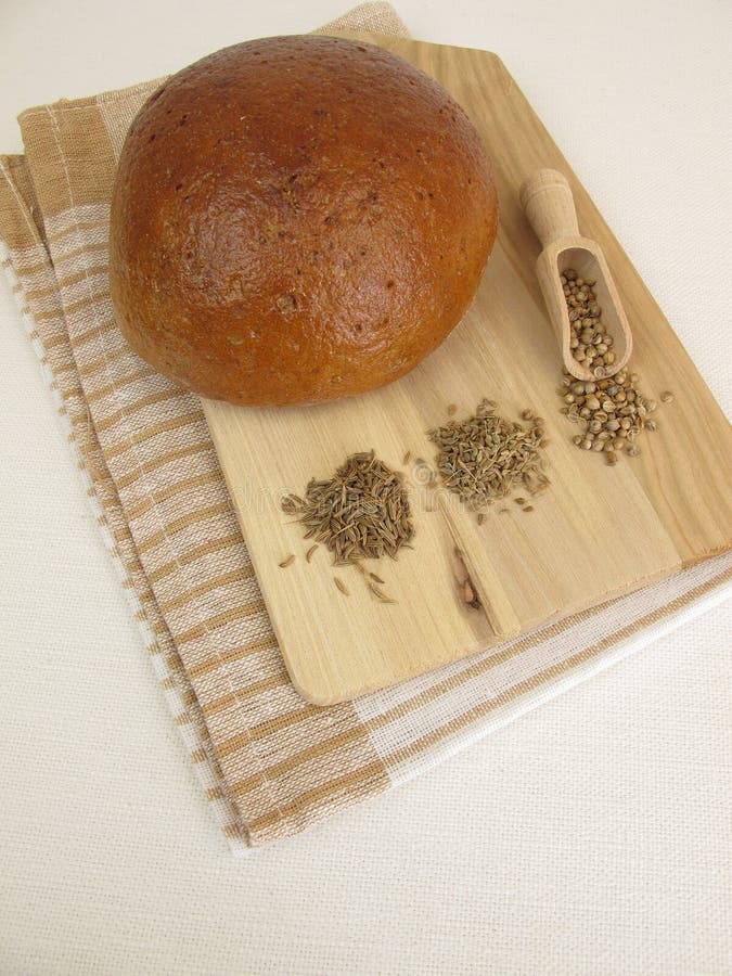 Rye Read with Caraway, Coriander and Anise Stock Photo Image of seeds