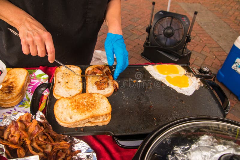 Toast Bacon and Eggs on a Griddle Stock Image Image of eating, fresh 125045421