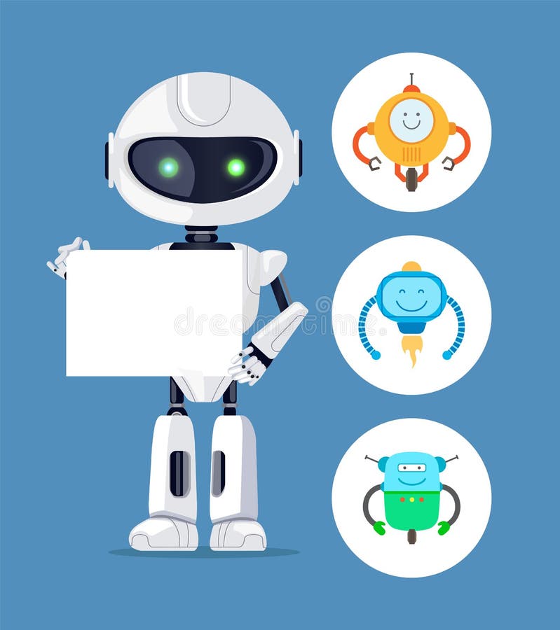 Rymma en pappers- arkHumanoidrobot, färgkort vektor illustrationer Rymma en pappers- arkHumanoidrobot, färgkort vektor illustrationer