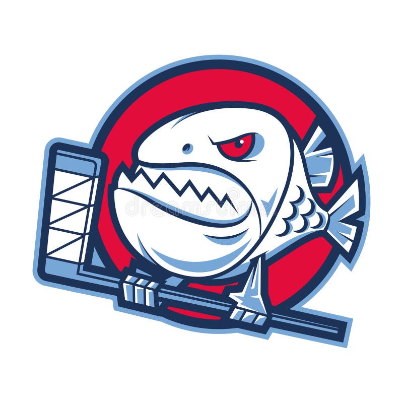 Rymmer den aggressiva piranhaen för emblemet hockeypinnen