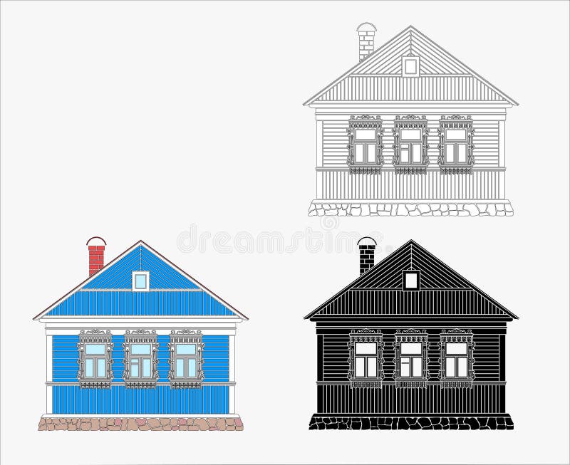 Ryskt gammalt traditionellt tr?hus vektor illustrationer Ryskt gammalt traditionellt tr?hus vektor illustrationer