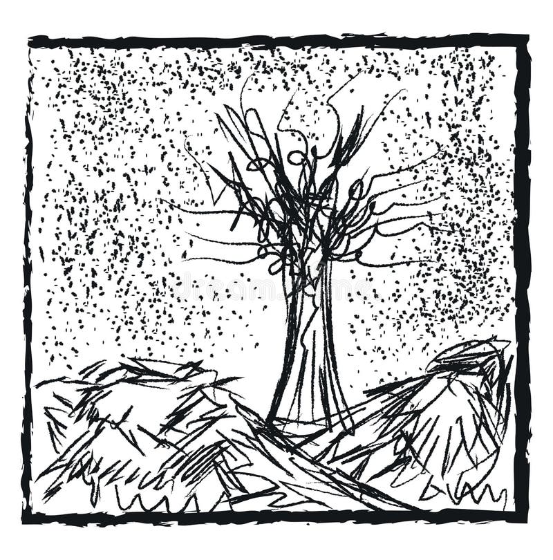 Drzewo Rysunek Rysuje W Ołówku Ilustracja Wektor