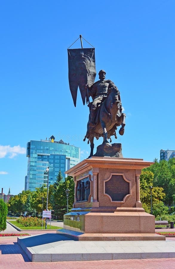 Ryssland Samara 2017: en monument till Grigory Zasekin arkivfoto Ryssland Samara 2017: en monument till Grigory Zasekin arkivfoto
