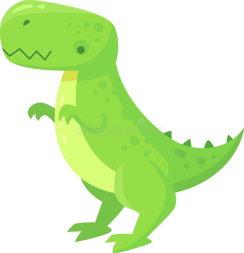Rysunek ilustracji przyjaznego zielonego tyranozaura rex dinosaur stojącego na dwóch nogach odizolowanego na białym tle ilustracji