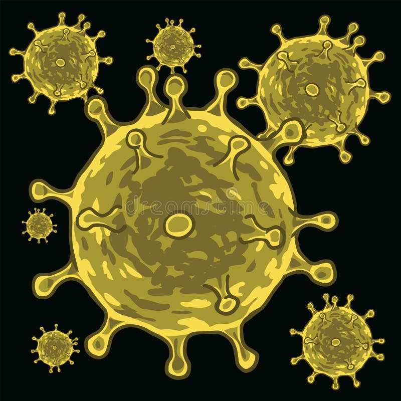 Rysunek ilustracji wektorowej mikroskopu wirusa Coronavirus ilustracja wektor