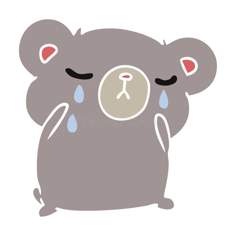 A creative illustrated cartoon of a cute crying bear. A creative illustrated cartoon of a cute crying bear