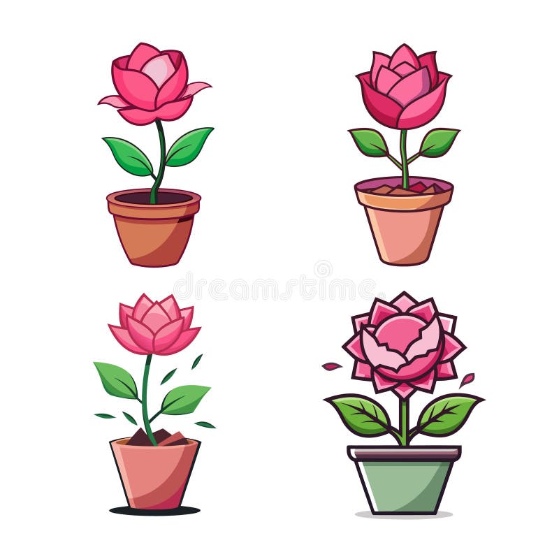 Rysunek Rose Flower in Pot Ilustracja ilustracji