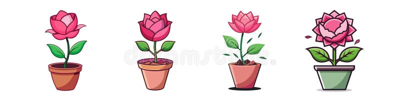 Rysunek Rose Flower in Pot Ilustracja royalty ilustracja