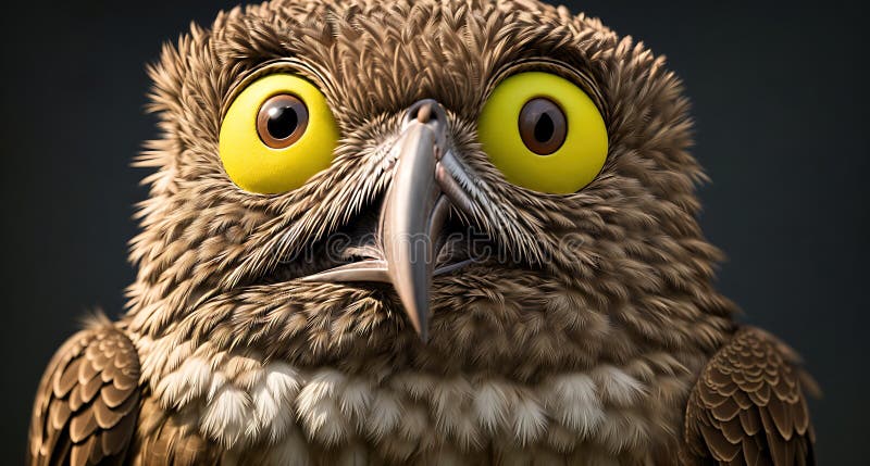 The image is a cartoon illustration of an owl with big eyes and a surprised expression on its face. AI generated. The image is a cartoon illustration of an owl with big eyes and a surprised expression on its face. AI generated