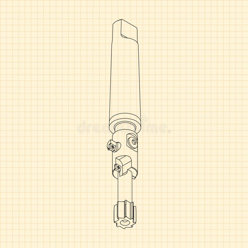 Rysunki mechaniczne. Naciśnij obramowanie narzędzi. Projekt techniczny. Pokrycie. Wzór. Narzędzie do cięcia kroków ilustracji