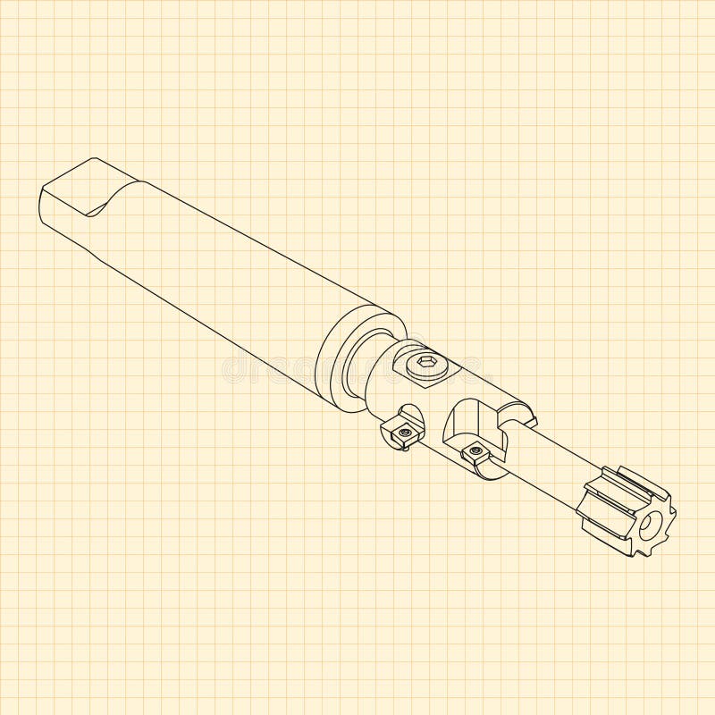 Rysunki mechaniczne. Naciśnij obramowanie narzędzi. Projekt techniczny. Pokrycie. Wzór. Narzędzie do cięcia kroków ilustracji