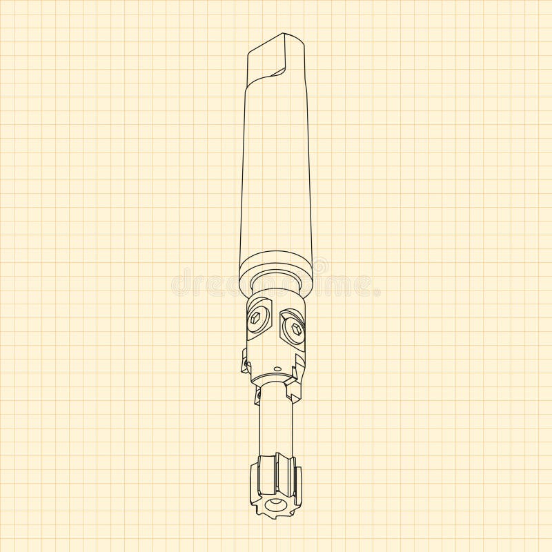 Rysunki mechaniczne. Naciśnij obramowanie narzędzi. Projekt techniczny. Pokrycie. Wzór. Narzędzie do cięcia kroków ilustracja wektor