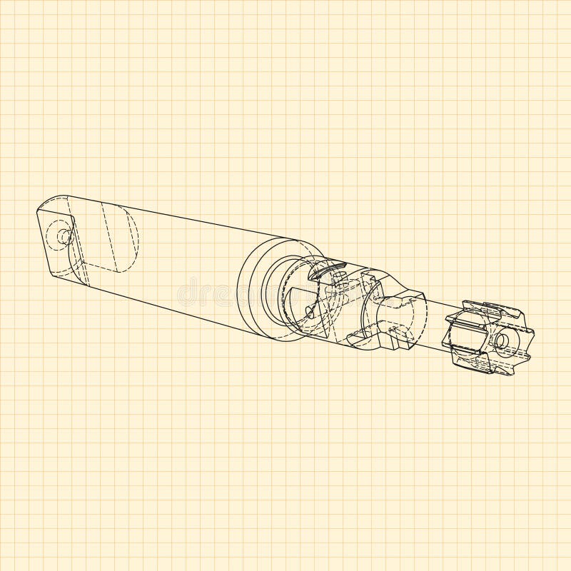 Rysunki mechaniczne. Naciśnij obramowanie narzędzi. Projekt techniczny. Pokrycie. Wzór. Narzędzie do cięcia kroków ilustracji