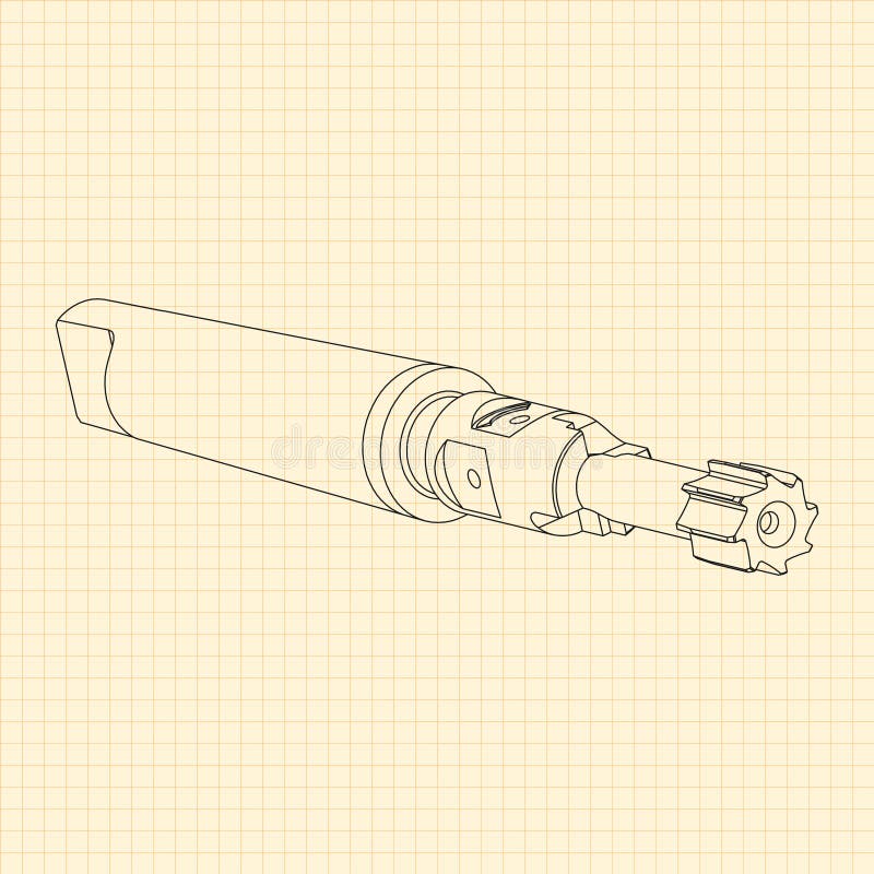 Rysunki mechaniczne. Naciśnij obramowanie narzędzi. Projekt techniczny. Pokrycie. Wzór. Narzędzie do cięcia kroków ilustracji