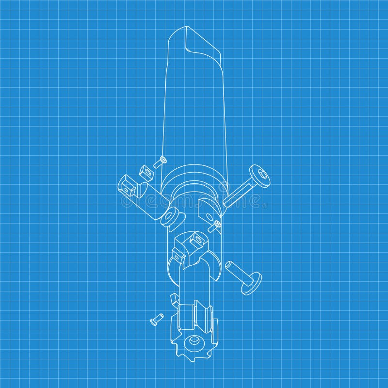 Rysunki mechaniczne. Naciśnij obramowanie narzędzi. Projekt techniczny. Pokrycie. Wzór. Narzędzie do cięcia kroków ilustracja wektor