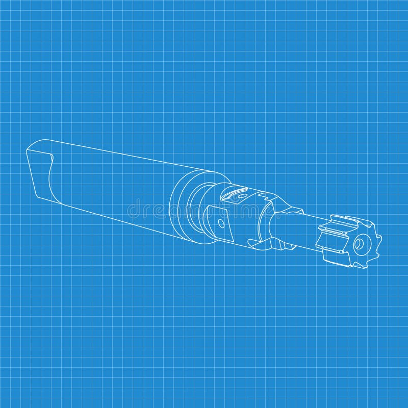 Rysunki mechaniczne. Naciśnij obramowanie narzędzi. Projekt techniczny. Pokrycie. Wzór. Narzędzie do cięcia kroków ilustracji