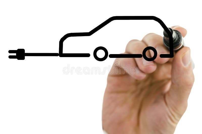 Rysunkowy elektryczny samochód zdjęcie stock Rysunkowy elektryczny samochód zdjęcie stock