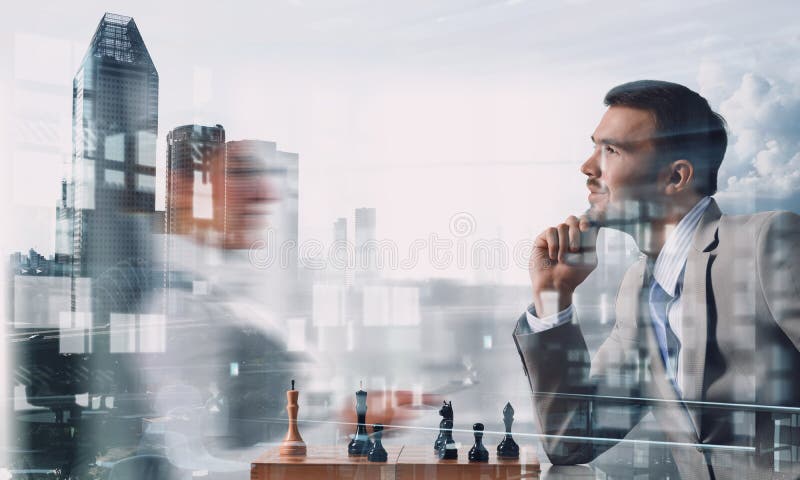 Rywalizacja i strategia w biznesie Mieszani środki zdjęcie stock Rywalizacja i strategia w biznesie Mieszani środki zdjęcie stock